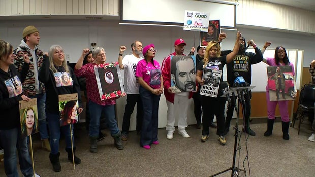 Community members and families affected by ICE actions gather in Minneapolis following the fatal shooting of Renee Good. Photo: WCCO