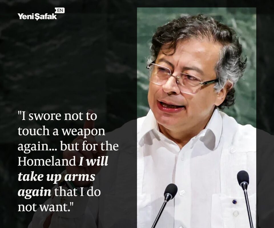 Colombian President Gustavo Petro speaking at an event.