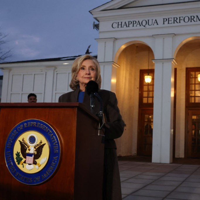 Hillary Clinton speaks to reporters after the deposition. - PBS News