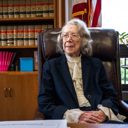 Judge Pauline Newman in her office in Washington, D.C., in 2023. - Bill O'Leary/The Washington Post via Getty Images