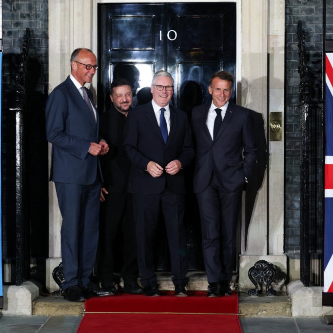 E3 leaders meet in London - Photo by Isabel Infantes/Reuters